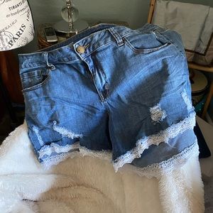 Lane Bryant distressed with lace hem